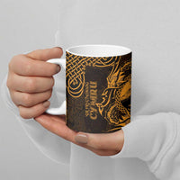 Personalized Caernarfonshire Sir Gaernarfon Ceramic Mug Gold Castle Tower Celtic-inspired - Wonder Print Shop