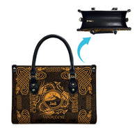 Personalized Caernarfonshire Sir Gaernarfon Leather Bag Gold Castle Tower Celtic-inspired - Wonder Print Shop