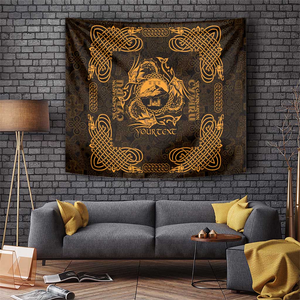 Personalized Caernarfonshire Sir Gaernarfon Tapestry Gold Castle Tower Celtic-inspired - Wonder Print Shop