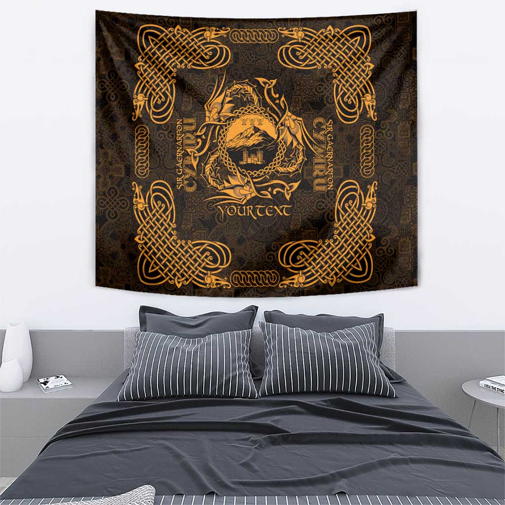 Personalized Caernarfonshire Sir Gaernarfon Tapestry Gold Castle Tower Celtic-inspired - Wonder Print Shop