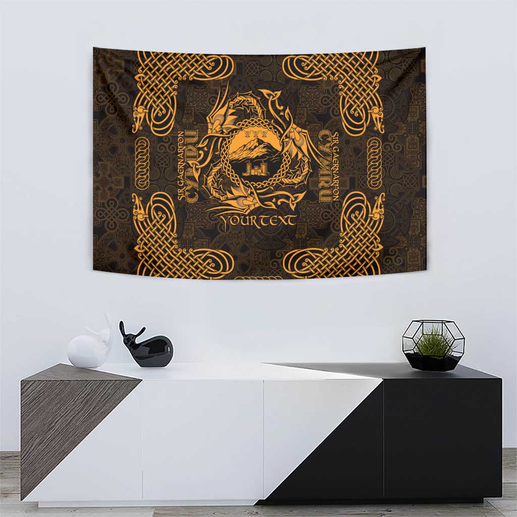 Personalized Caernarfonshire Sir Gaernarfon Tapestry Gold Castle Tower Celtic-inspired - Wonder Print Shop