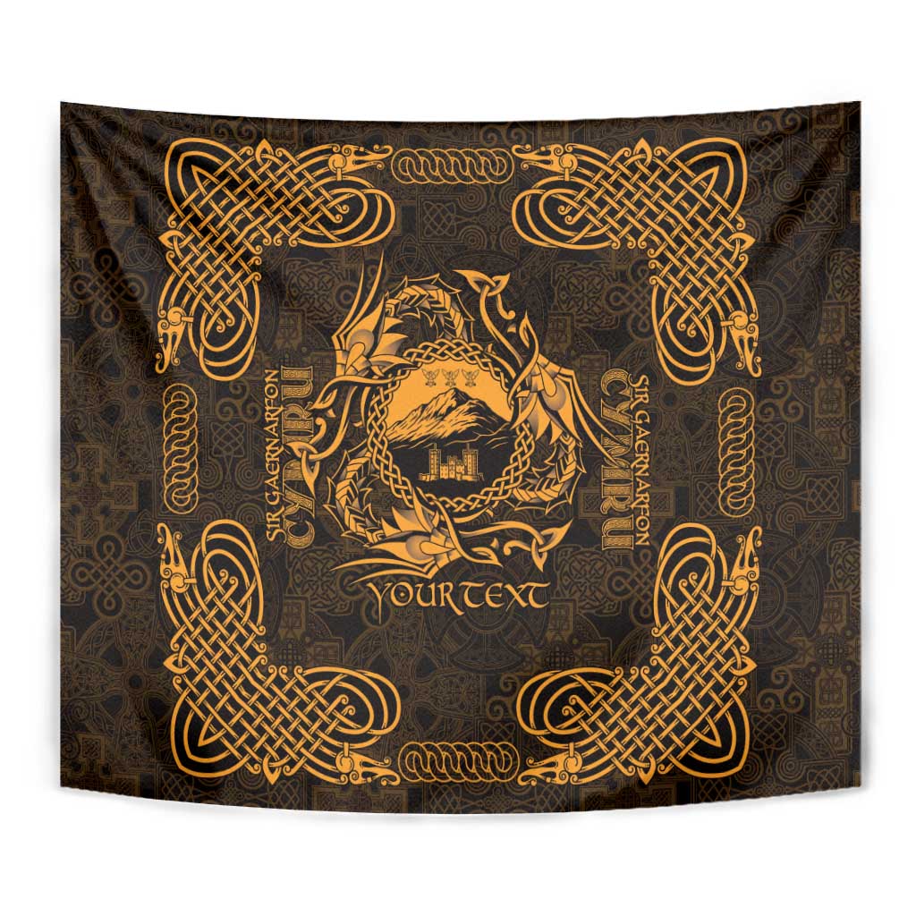 Personalized Caernarfonshire Sir Gaernarfon Tapestry Gold Castle Tower Celtic-inspired - Wonder Print Shop