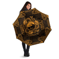 Personalized Caernarfonshire Sir Gaernarfon Umbrella Gold Castle Tower Celtic-inspired - Wonder Print Shop