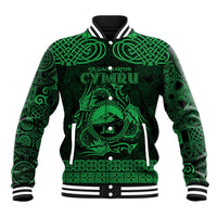 Personalized Caernarfonshire Sir Gaernarfon Baseball Jacket Green Castle Tower Celtic-inspired - Wonder Print Shop