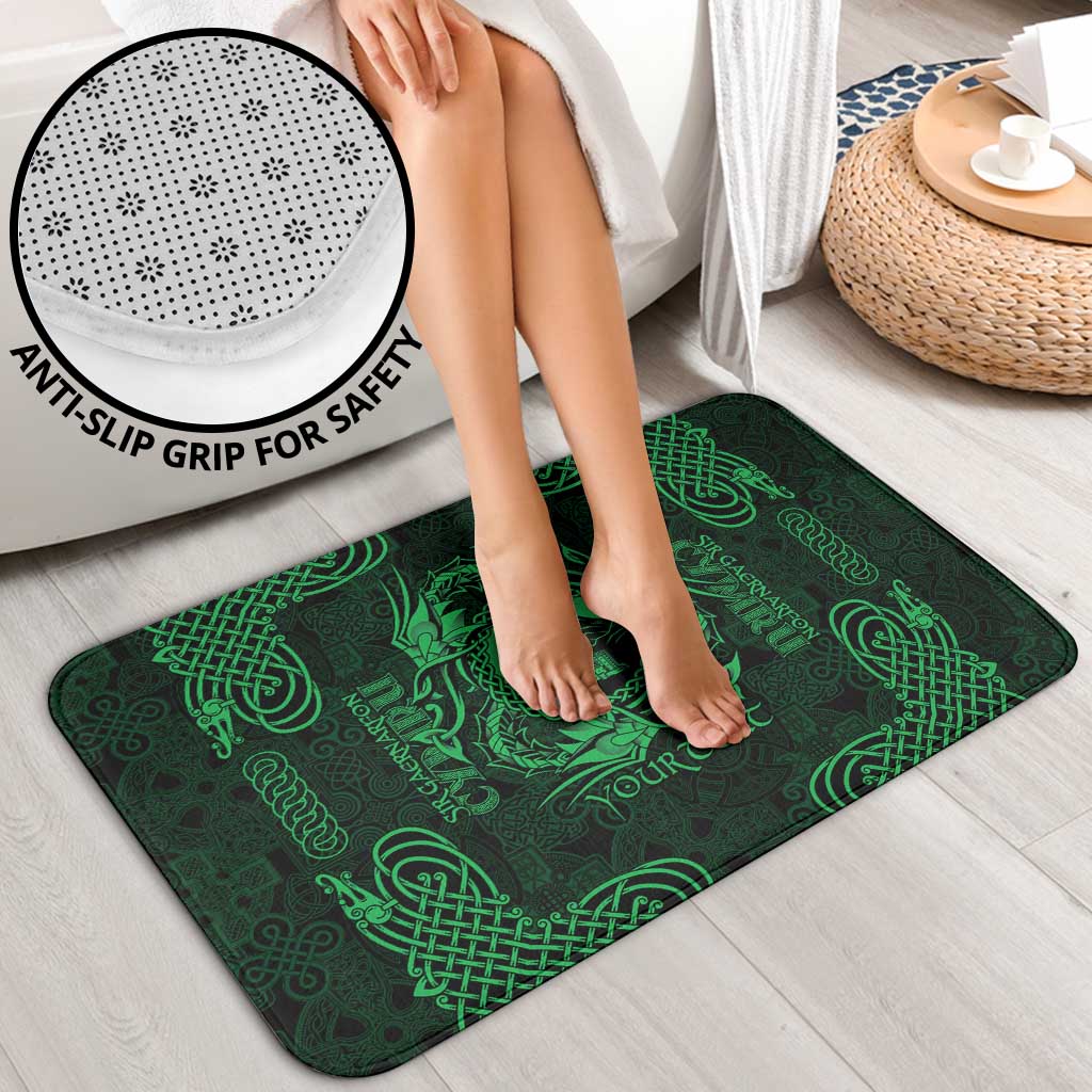 Personalized Caernarfonshire Sir Gaernarfon Bathroom Set Green Castle Tower Celtic-inspired - Wonder Print Shop