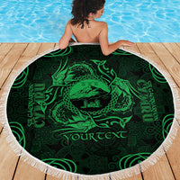 Personalized Caernarfonshire Sir Gaernarfon Beach Blanket Green Castle Tower Celtic-inspired - Wonder Print Shop