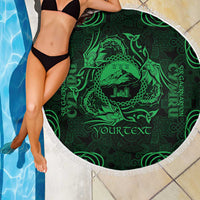 Personalized Caernarfonshire Sir Gaernarfon Beach Blanket Green Castle Tower Celtic-inspired - Wonder Print Shop