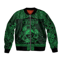Personalized Caernarfonshire Sir Gaernarfon Bomber Jacket Green Castle Tower Celtic-inspired - Wonder Print Shop