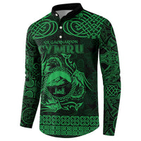 Personalized Caernarfonshire Sir Gaernarfon Button Sweatshirt Green Castle Tower Celtic-inspired - Wonder Print Shop