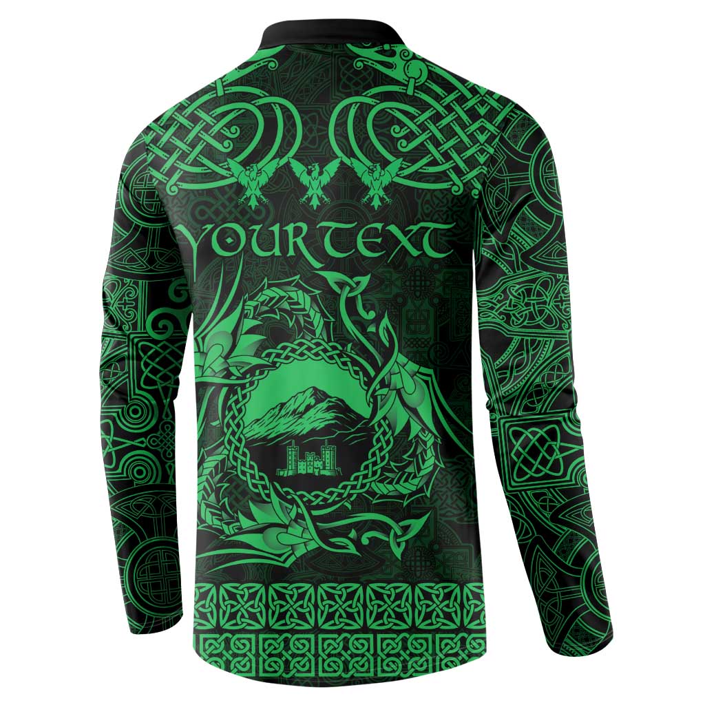 Personalized Caernarfonshire Sir Gaernarfon Button Sweatshirt Green Castle Tower Celtic-inspired - Wonder Print Shop