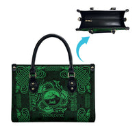 Personalized Caernarfonshire Sir Gaernarfon Leather Bag Green Castle Tower Celtic-inspired - Wonder Print Shop