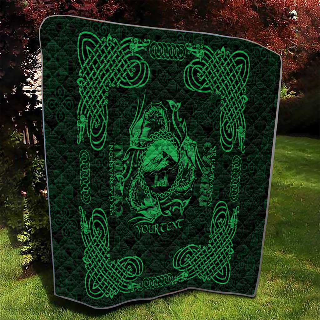Personalized Caernarfonshire Sir Gaernarfon Quilt Green Castle Tower Celtic-inspired - Wonder Print Shop