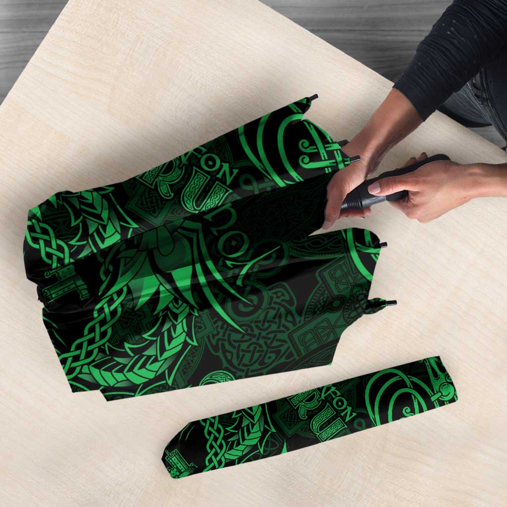 Personalized Caernarfonshire Sir Gaernarfon Umbrella Green Castle Tower Celtic-inspired - Wonder Print Shop