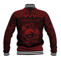Personalized Caernarfonshire Sir Gaernarfon Baseball Jacket Red Castle Tower Celtic-inspired - Wonder Print Shop