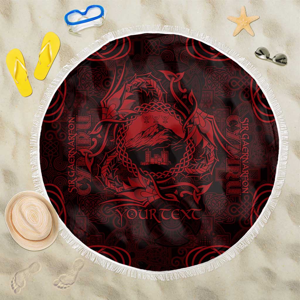 Personalized Caernarfonshire Sir Gaernarfon Beach Blanket Red Castle Tower Celtic-inspired - Wonder Print Shop
