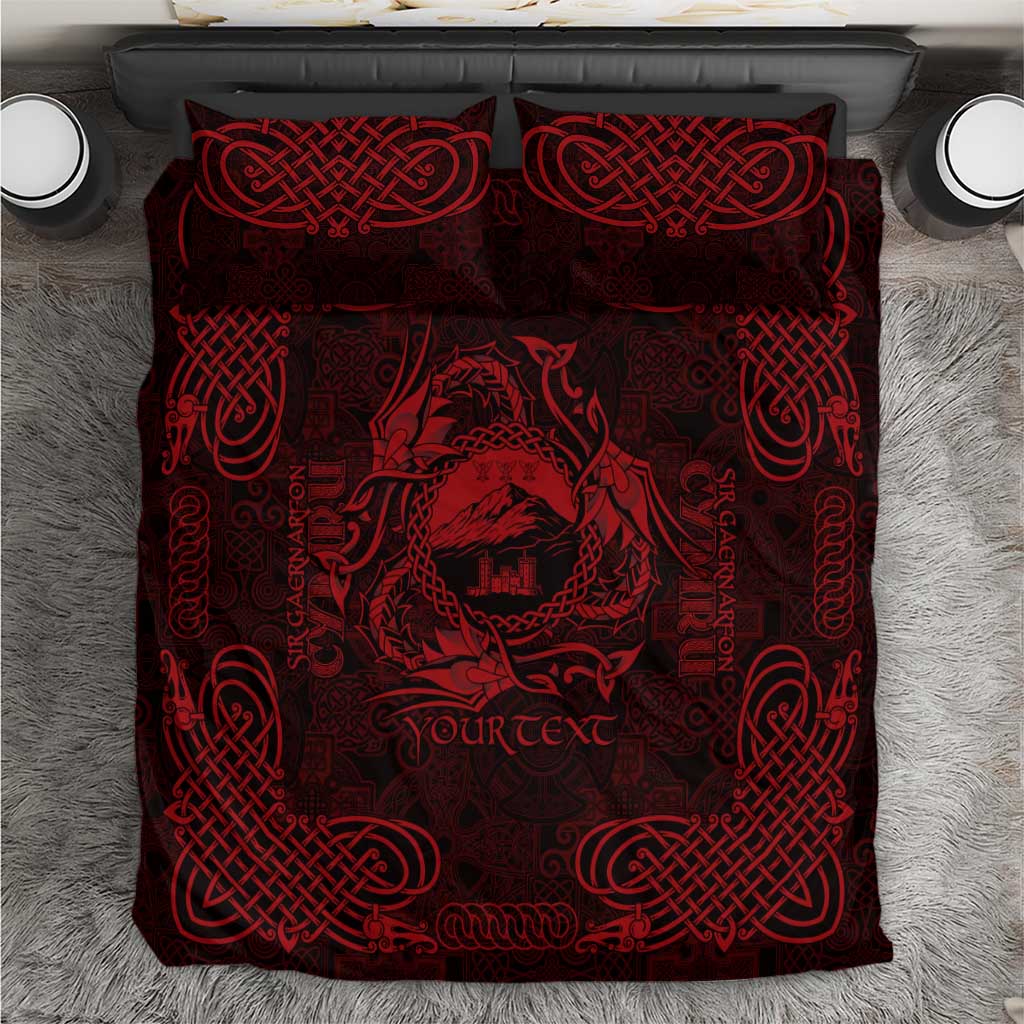 Personalized Caernarfonshire Sir Gaernarfon Bedding Set Red Castle Tower Celtic-inspired - Wonder Print Shop