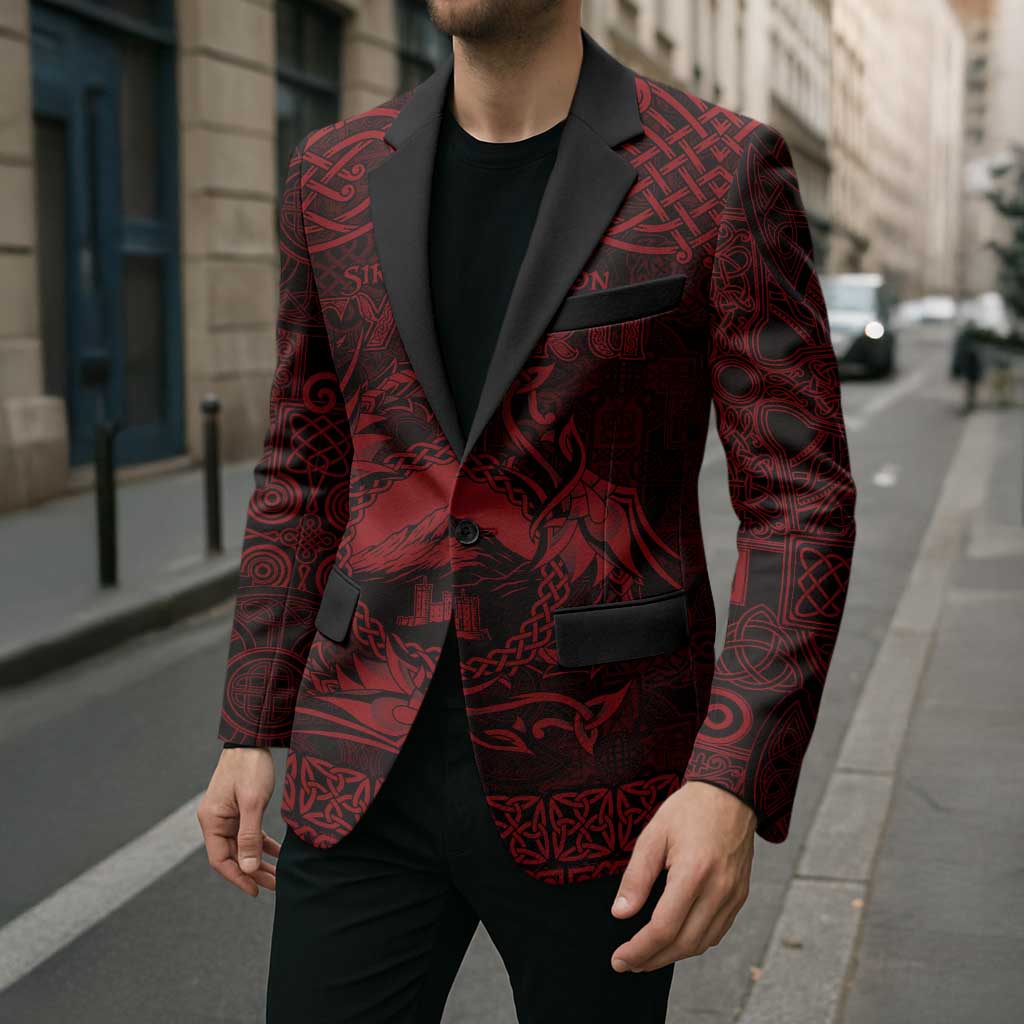 Personalized Caernarfonshire Sir Gaernarfon Blazer Red Castle Tower Celtic-inspired - Wonder Print Shop