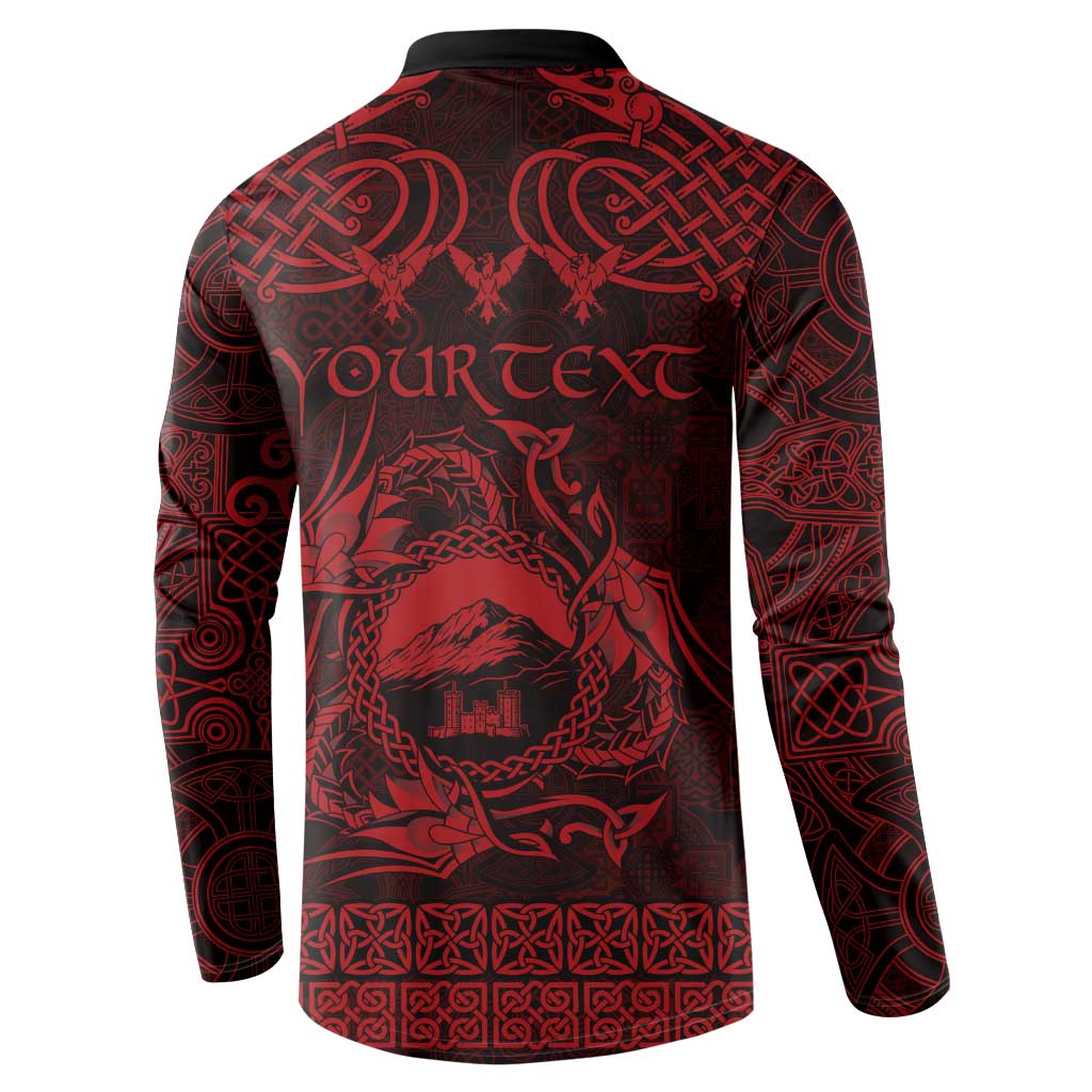 Personalized Caernarfonshire Sir Gaernarfon Button Sweatshirt Red Castle Tower Celtic-inspired - Wonder Print Shop