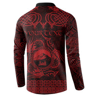 Personalized Caernarfonshire Sir Gaernarfon Button Sweatshirt Red Castle Tower Celtic-inspired - Wonder Print Shop