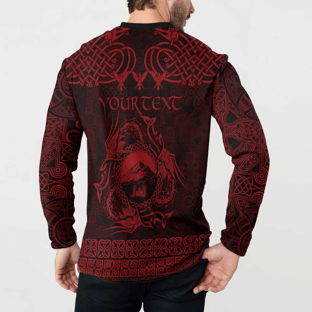 Personalized Caernarfonshire Sir Gaernarfon Button Sweatshirt Red Castle Tower Celtic-inspired - Wonder Print Shop