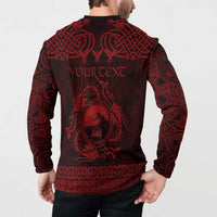 Personalized Caernarfonshire Sir Gaernarfon Button Sweatshirt Red Castle Tower Celtic-inspired - Wonder Print Shop
