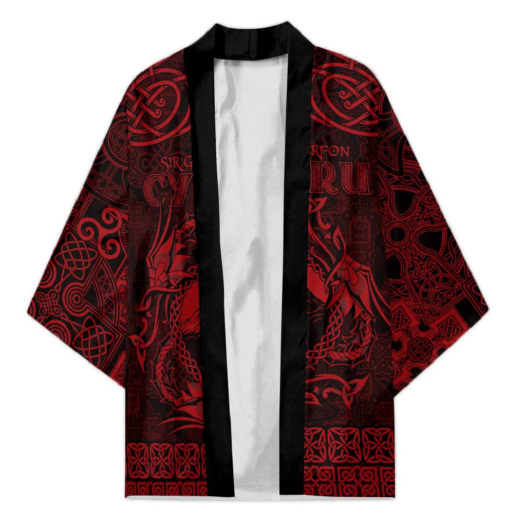 Personalized Caernarfonshire Sir Gaernarfon Kimono Red Castle Tower Celtic-inspired - Wonder Print Shop
