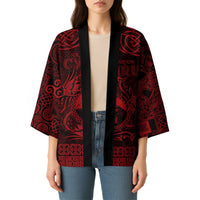 Personalized Caernarfonshire Sir Gaernarfon Kimono Red Castle Tower Celtic-inspired - Wonder Print Shop