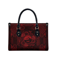 Personalized Caernarfonshire Sir Gaernarfon Leather Bag Red Castle Tower Celtic-inspired - Wonder Print Shop