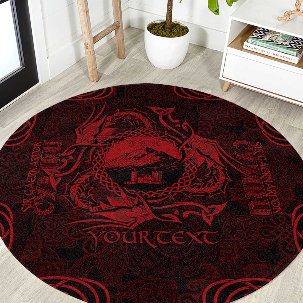 Personalized Caernarfonshire Sir Gaernarfon Round Carpet Red Castle Tower Celtic-inspired - Wonder Print Shop