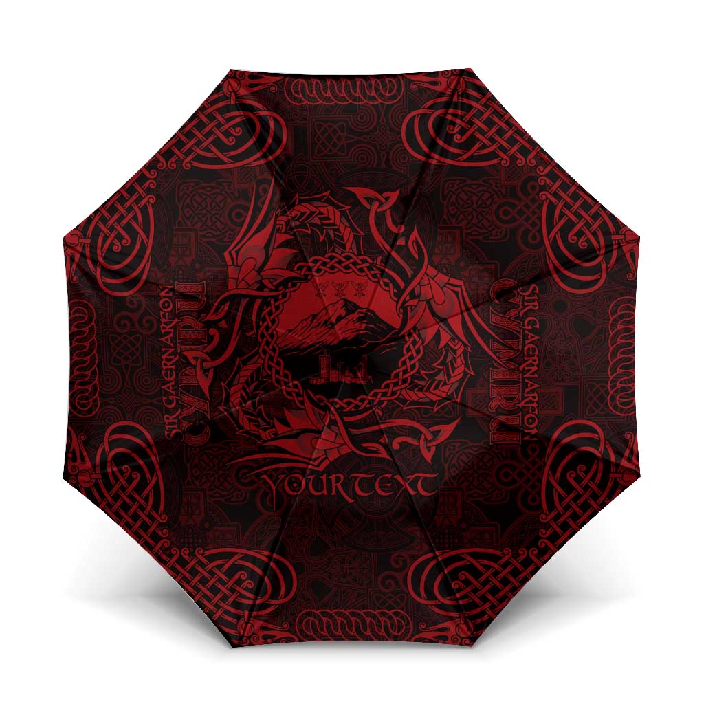 Personalized Caernarfonshire Sir Gaernarfon Umbrella Red Castle Tower Celtic-inspired - Wonder Print Shop