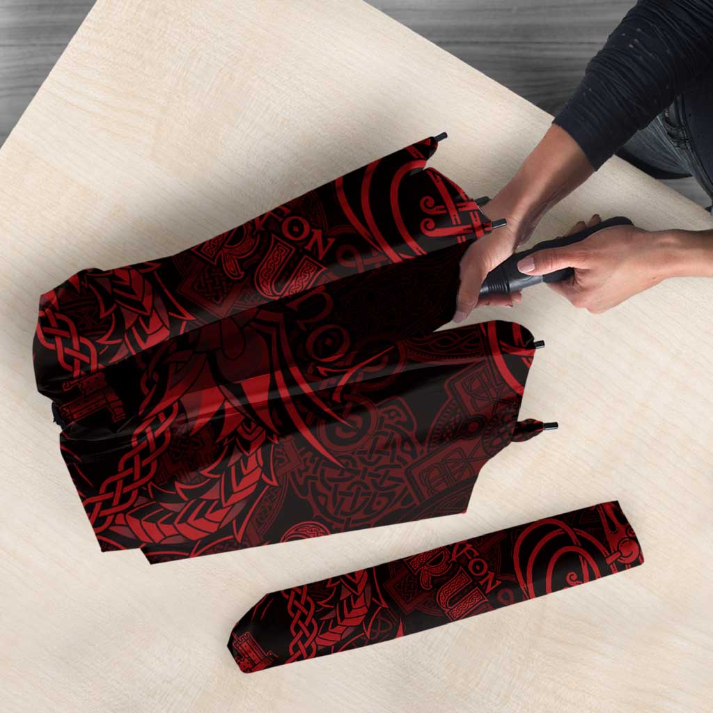 Personalized Caernarfonshire Sir Gaernarfon Umbrella Red Castle Tower Celtic-inspired - Wonder Print Shop