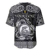 Personalized Cardiganshire Ceredigion Baseball Jersey Black Leaping Salmon Celtic-inspired - Wonder Print Shop