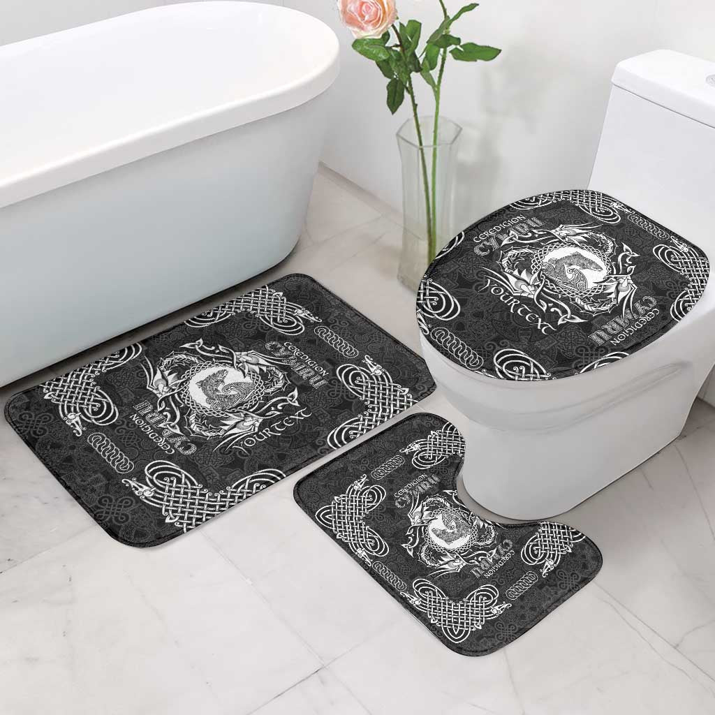 Personalized Cardiganshire Ceredigion Bathroom Set Black Leaping Salmon Celtic-inspired - Wonder Print Shop
