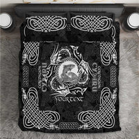 Personalized Cardiganshire Ceredigion Bedding Set Black Leaping Salmon Celtic-inspired - Wonder Print Shop