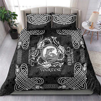 Personalized Cardiganshire Ceredigion Bedding Set Black Leaping Salmon Celtic-inspired - Wonder Print Shop