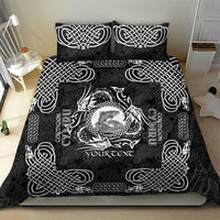 Personalized Cardiganshire Ceredigion Bedding Set Black Leaping Salmon Celtic-inspired - Wonder Print Shop