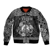 Personalized Cardiganshire Ceredigion Bomber Jacket Black Leaping Salmon Celtic-inspired - Wonder Print Shop