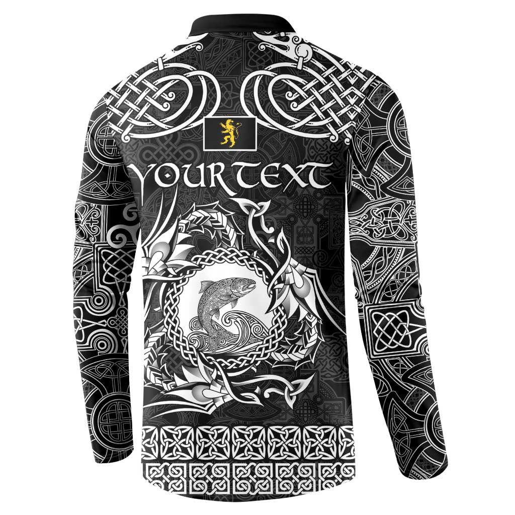 Personalized Cardiganshire Ceredigion Button Sweatshirt Black Leaping Salmon Celtic-inspired - Wonder Print Shop