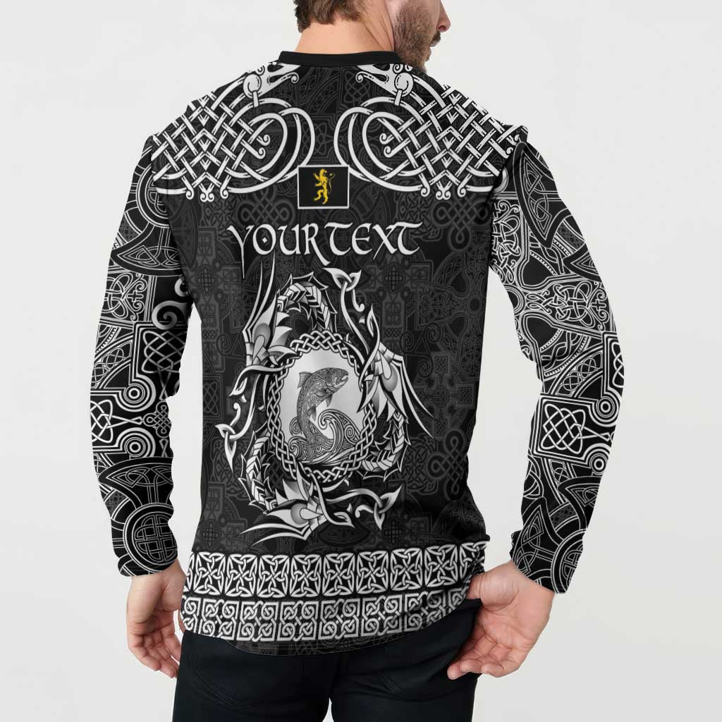 Personalized Cardiganshire Ceredigion Button Sweatshirt Black Leaping Salmon Celtic-inspired - Wonder Print Shop