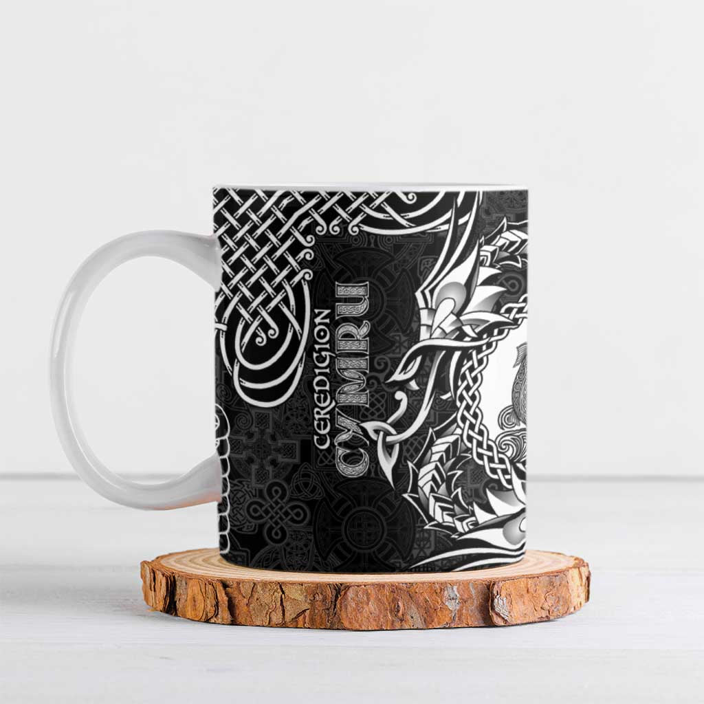 Personalized Cardiganshire Ceredigion Ceramic Mug Black Leaping Salmon Celtic-inspired - Wonder Print Shop