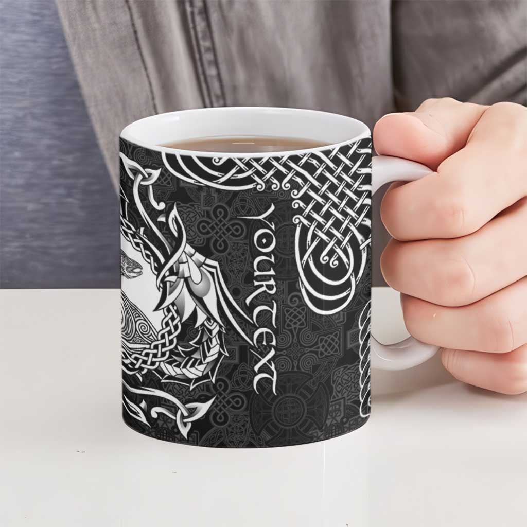 Personalized Cardiganshire Ceredigion Ceramic Mug Black Leaping Salmon Celtic-inspired - Wonder Print Shop