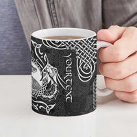 Personalized Cardiganshire Ceredigion Ceramic Mug Black Leaping Salmon Celtic-inspired - Wonder Print Shop