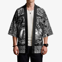 Personalized Cardiganshire Ceredigion Kimono Black Leaping Salmon Celtic-inspired - Wonder Print Shop