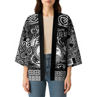 Personalized Cardiganshire Ceredigion Kimono Black Leaping Salmon Celtic-inspired - Wonder Print Shop