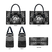 Personalized Cardiganshire Ceredigion Leather Bag Black Leaping Salmon Celtic-inspired - Wonder Print Shop