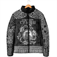 Personalized Cardiganshire Ceredigion Padded Jacket Black Leaping Salmon Celtic-inspired - Wonder Print Shop