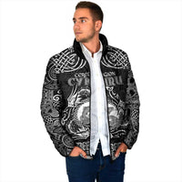 Personalized Cardiganshire Ceredigion Padded Jacket Black Leaping Salmon Celtic-inspired - Wonder Print Shop
