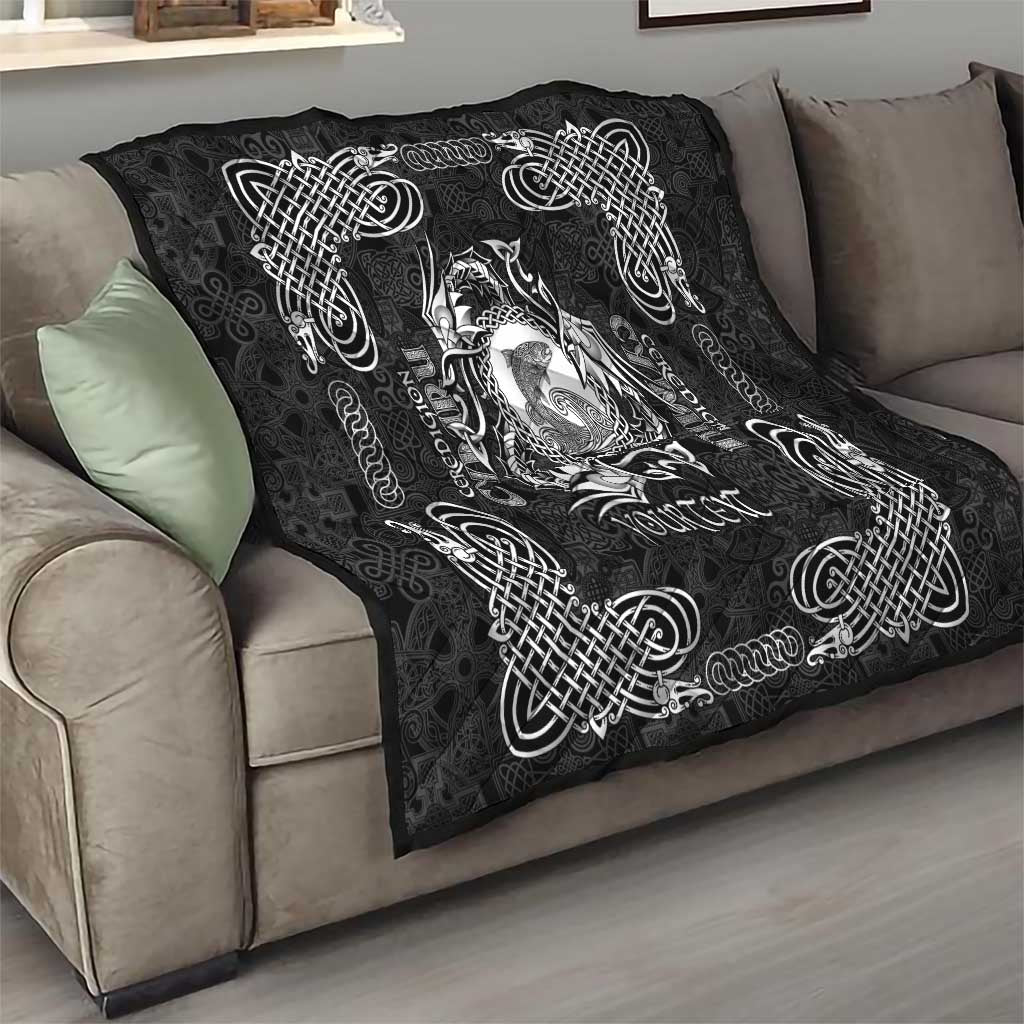 Personalized Cardiganshire Ceredigion Quilt Black Leaping Salmon Celtic-inspired - Wonder Print Shop