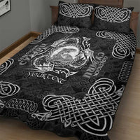 Personalized Cardiganshire Ceredigion Quilt Bed Set Black Leaping Salmon Celtic-inspired - Wonder Print Shop