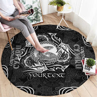 Personalized Cardiganshire Ceredigion Round Carpet Black Leaping Salmon Celtic-inspired - Wonder Print Shop